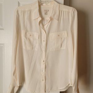 J. Crew silk cream button-front shirt
